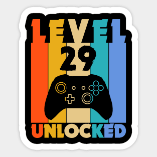 Level 29 Unlocked Funny Video Gamer Birthday Novelty T-Shirt Sticker